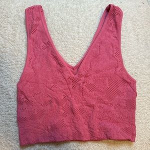 Tillys Hot Pink V-Neck Cropped Tank Top